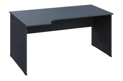 ERL 28 - 164 stůl kancelářský, rohový, levý, dřevěná podnož, deska 25 mm, široký 1600 mm, antracit